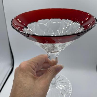 2 Waterford Crystal Simply Red Martini Glasses Signed