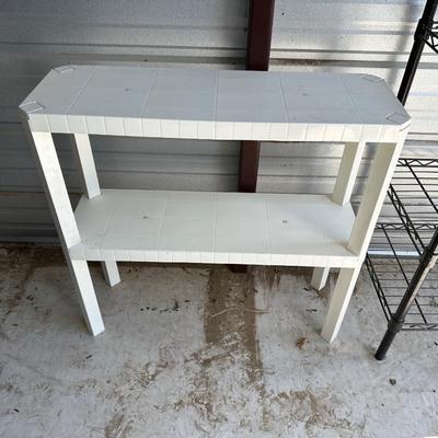 METAL WIRE SHELF AND A SMALL PLASTIC SHELF