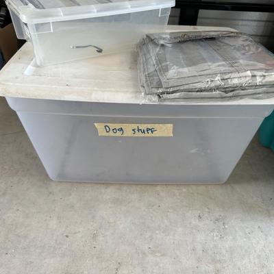 AN ASSORTMENT OF CONTAINERS, HANGERS AND A ROLL OF PLASTIC WRAP