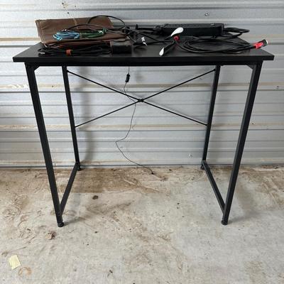 SMALL DESK AND FOLDING CHAIR, C-CHARGERS, USB NECK LIGHTS, CD FOLDER AND MORE