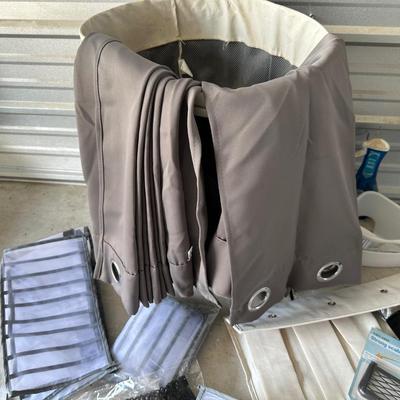 SOFT SIDED ORGANIZERS, 2 LONG CURTAIN PANELS, CLEANING PRODUCTS AND MORE