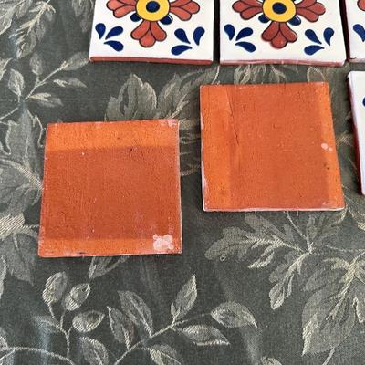 20 HANDMADE TERRACOTTA TILES AND FALL DECORATED JARS