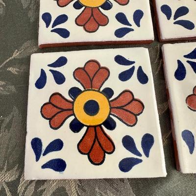 20 HANDMADE TERRACOTTA TILES AND FALL DECORATED JARS