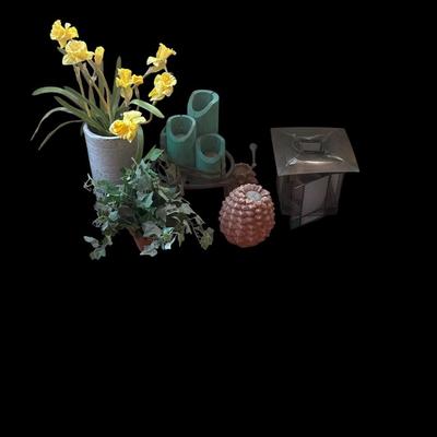 Assortment of faux plants and flowers