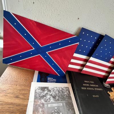 Lot 92 USA lot of books & flags