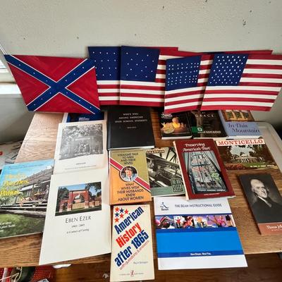 Lot 92 USA lot of books & flags