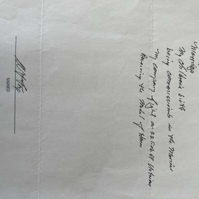 Wesley L. Fox signed note
