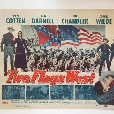 Two Flags West original 1950 vintage lobby card