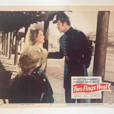 Two Flags West original 1950 vintage lobby card