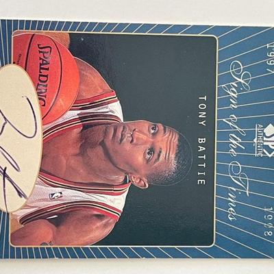 Denver Nuggets Tony Battie 1997-98 SP Authentic signed trading card