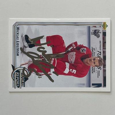 Detroit Red Wings Nicklas LidstrÃ¶m 1992 Upper Deck #363 signed trading card