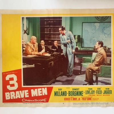3 Brave Men original 1956 vintage lobby card