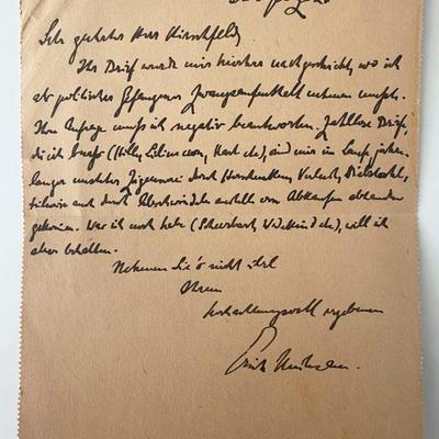 Erich Hartmann signed letter