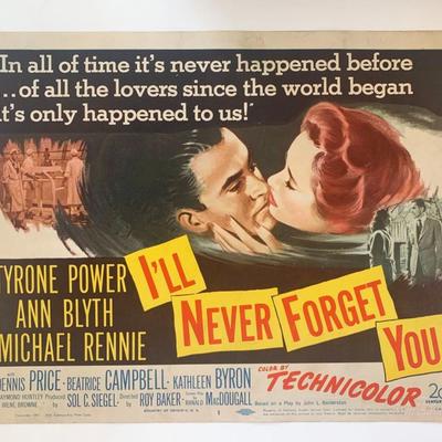 I'll Never Forget You original 1951 vintage lobby card