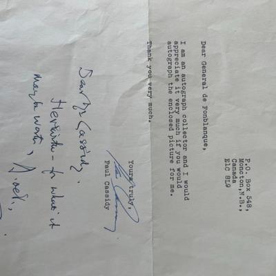 Paul Cassidy signed letter