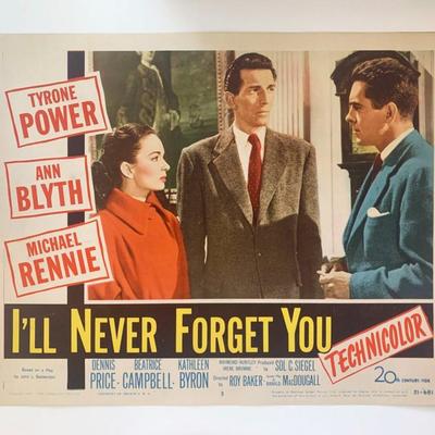 I'll Never Forget You original 1951 vintage lobby card
