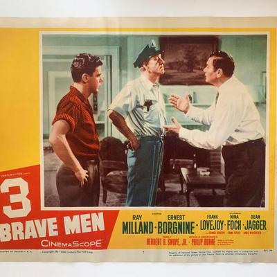 3 Brave Men original 1956 vintage lobby card