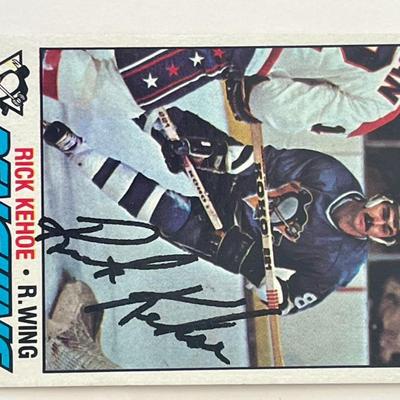 Pittsburgh Penguins Rick Kehoe 1977 Topps #33 signed trading card