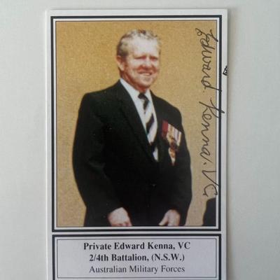 Private Edward Kenna, VC signed card