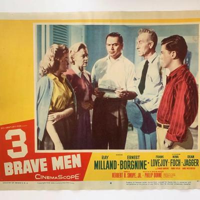3 Brave Men original 1956 vintage lobby card