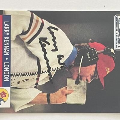 London Monarchs Larry Kennan signed 1991 Pro Set World League #703 trading card