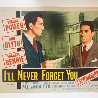 I'll Never Forget You original 1951 vintage lobby card