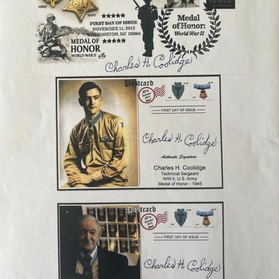 Medal of Honor Charles H. Coolidge signed photo