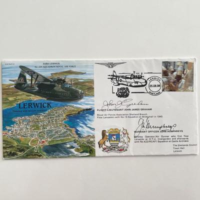 R.A.F. Saro Lerwick Flight Lt. John J. Graham and Warrant Officer John Humphreys signed First Day Cover