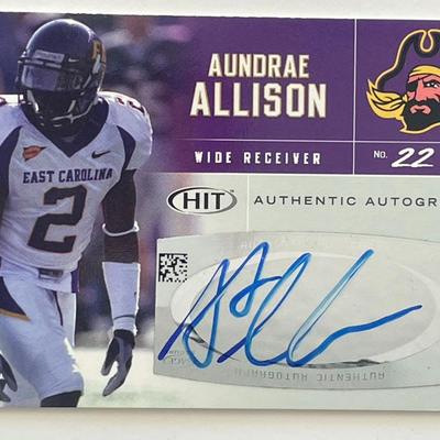 East Carolina Pirates  Aundrae Allison signed 2007 Sage Hit #22 trading card