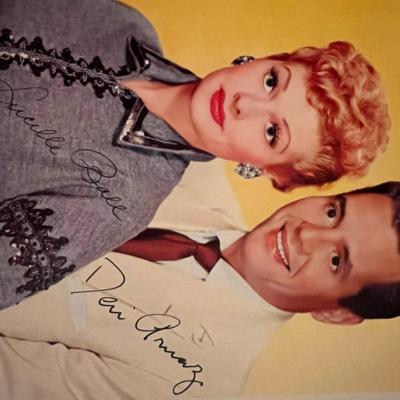 Lucille Ball/ Desi Arnaz facsimile signed photo. 5x7 inches