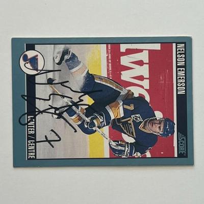 St. Louis Blues Nelson Emerson 1992 Score #376 signed trading card