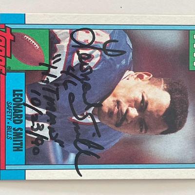 Buffalo Bills Leonard Smith 1990 Topps #194 signed card