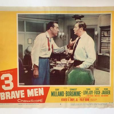 3 Brave Men original 1956 vintage lobby card