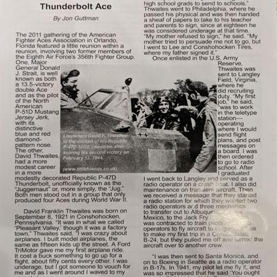 WW2 ACE David Thwaites Signed Bio Page