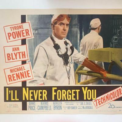 I'll Never Forget You original 1951 vintage lobby card