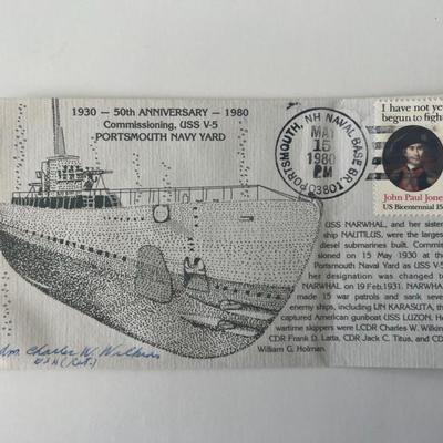 VADM Charles W. Wilbert signed USSV-5 commemorative cover