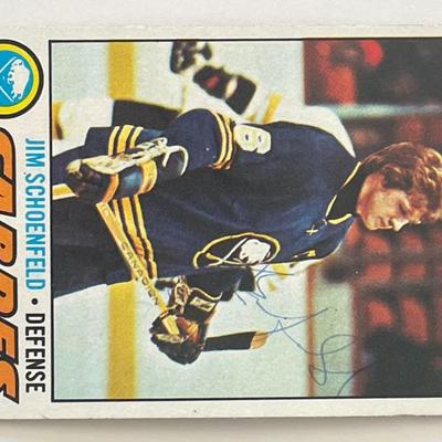 Buffalo Sabres Jim Schoenfeld 1977 Tops #108 signed trading card