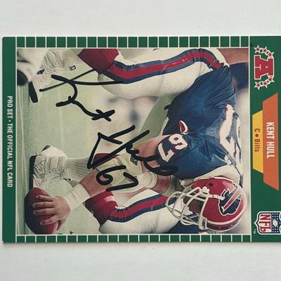 Buffalo Bills Kent Hull 1989 NFL signed trading card