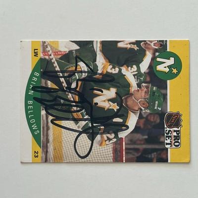 Minnesota North Stars Brian Bellows 1990 Pro Set #130 signed trading card