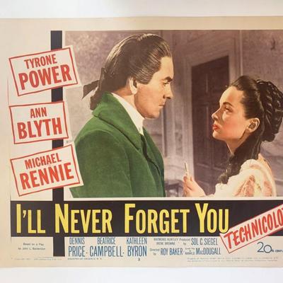 I'll Never Forget You original 1951 vintage lobby card