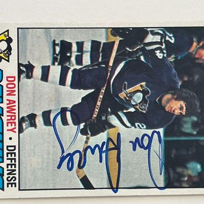 Pittsburgh Penguins Don Awrey 1977 Topps #137 signed trading card