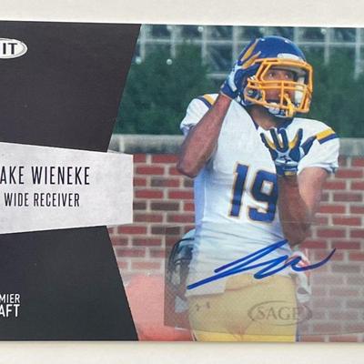Jake Wieneke 2018 Sage Hit Premier Draft signed trading card