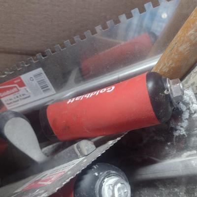 Large Collection of Cement, Mortar and Drywall Trowels and Floats