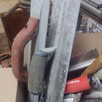 Large Collection of Cement, Mortar and Drywall Trowels and Floats
