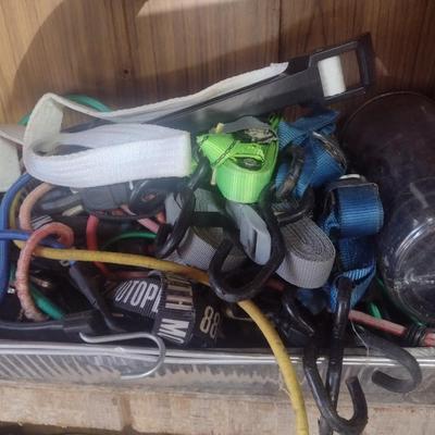 Large Collection of Bungee Cords, Tie Straps and Other