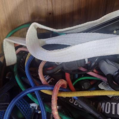 Large Collection of Bungee Cords, Tie Straps and Other