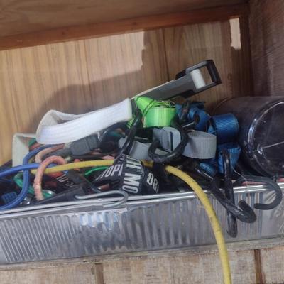 Large Collection of Bungee Cords, Tie Straps and Other