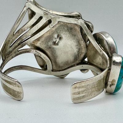 Adam Fierro Signed Sterling Cuff Jewelry with Turquoise