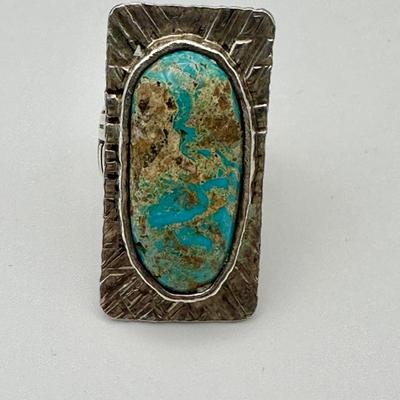 Signed Sterling Jewelry Ring with Turquoise