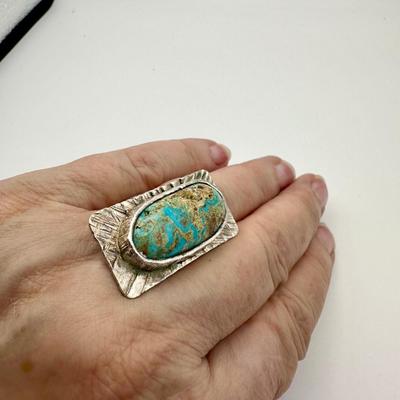 Signed Sterling Jewelry Ring with Turquoise
